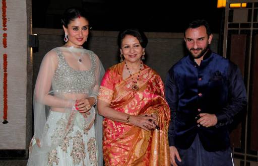 Kareena Kapoor and Saif Ali Khan with Sharmila Tagore