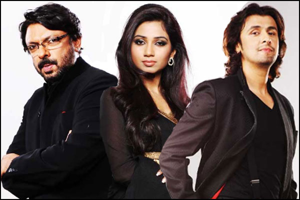 Sanjay Leela Bhansali, Shreya Ghoshal and Sonu Niigaam Sanjay Leela Bhansali, Shreya Ghoshal and Sonu Niigaam