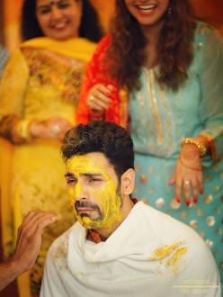 Groom Vivek had all the fun at his haldi (Source: The Wedding Story)