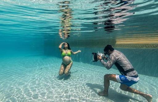 Sameera Reddy flaunts baby bump in underwater photoshoot