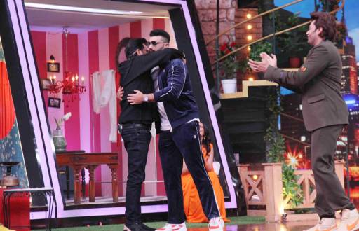 Anil Kapoor and Arjun Kapoor from the sets of Movie Masti with Maniesh Paul