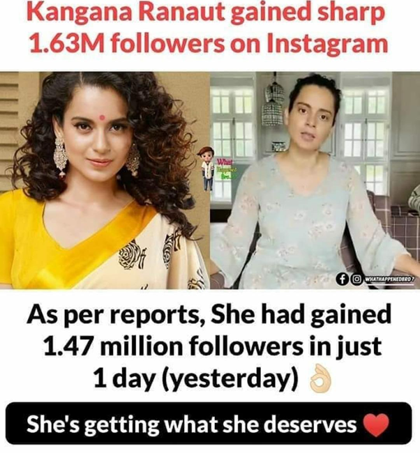Kangana Ranaut Gains Huge Number Of Followers In Just One Day
