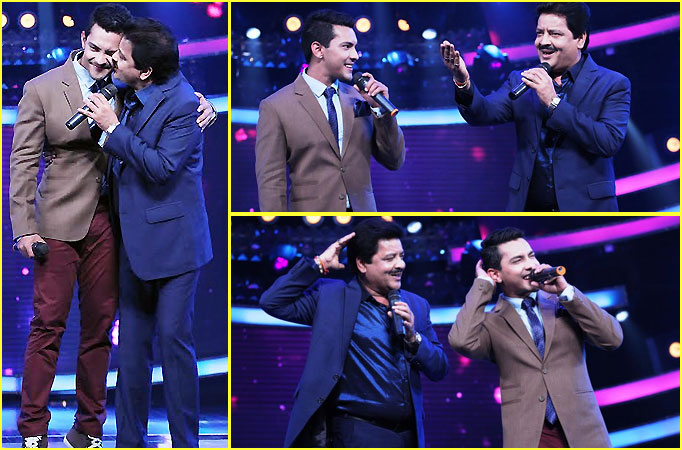 Udit Narayan pays Aditya a surprise visit on the sets of Sa Re Ga Ma Pa Li Udit Narayan pays Aditya a surprise visit on the sets of Sa Re Ga Ma Pa Li