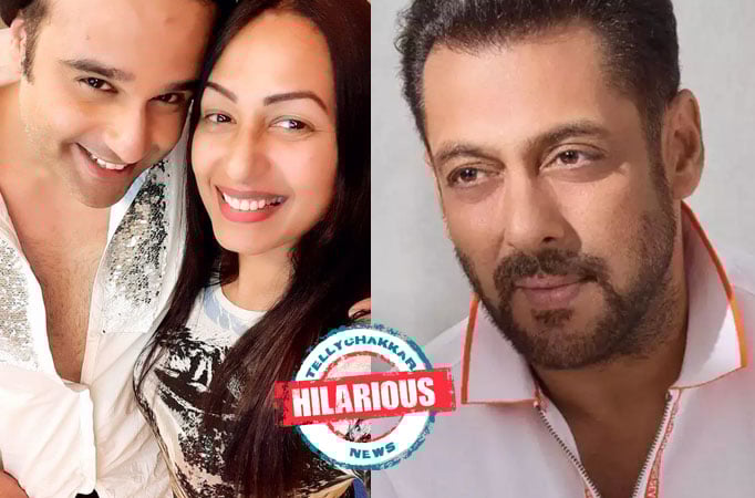 HILARIOUS! TKSS: Kashmeera Shah is shocked by husband Krushna Abhishek touching her feet, Salman Khan laughs as Krushna cracks jokes on show, Kashmeera and show staff Kashmeera Shah
